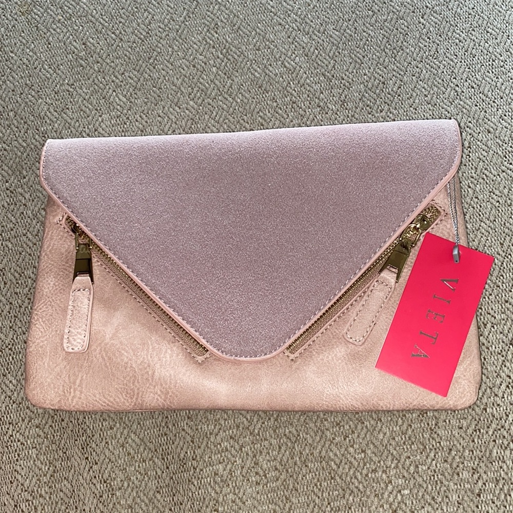 VIETA Evening bag shoulder messenger LT pink light purple w gold tone